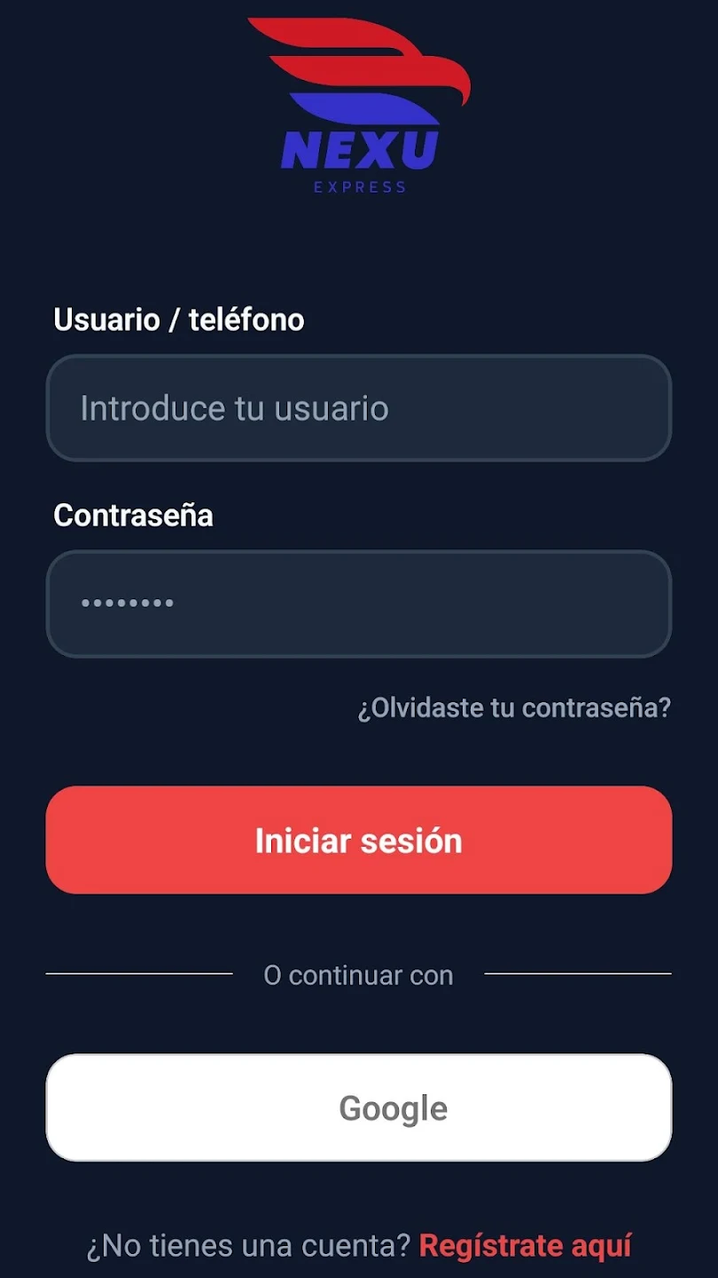 Inicio de sesión en Nexu Express